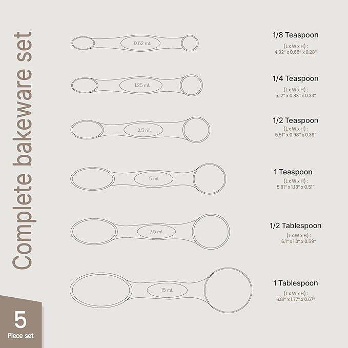 Premium Measuring Spoons Set - Magnetic, Dual-Sided, & Dishwasher Safe - Accurate and Durable for Cooking and Baking - 6 Convenient Sizes - U.S. and Metric Measurements
