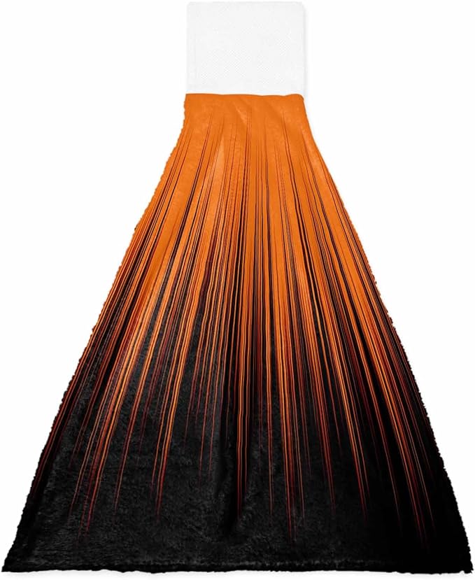 Alandar Home Kitchen Tie Towel Set of 1, Orange and Black Striped Art Absorbent Soft Hand Towels for Bathroom Hanging Towels, Gradient Abstract Textures Fast Drying Cleaning Cloth with Loop