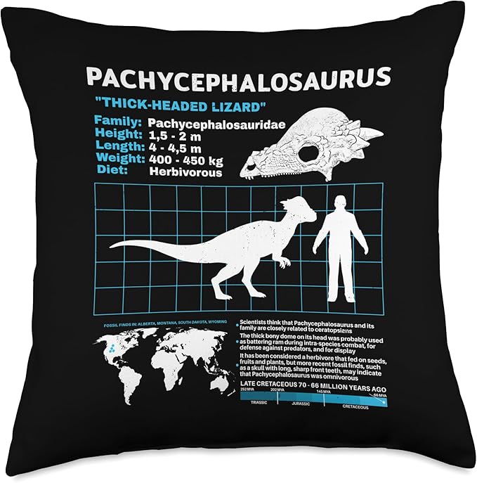 Pachycephalosaurus fact Sheet Dinosaur Facts Throw Pillow