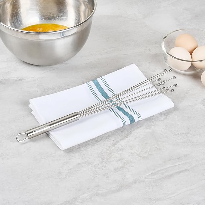 Restaurantware 12.5 in Stainless Steel Ball Whisk - 24 Pack - German Standard Egg Beater with Ergonomic Handle, Dishwasher Safe - Manual Mixer Cooking Whisk for Baking, Stirring, Sauces, Beating