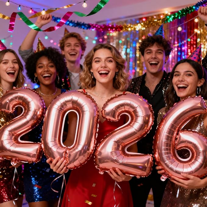 2026 Balloons Rose Gold Number 2026 Balloon-16 Inch Number Foil Balloons for Graduation Party Decorations 2026
