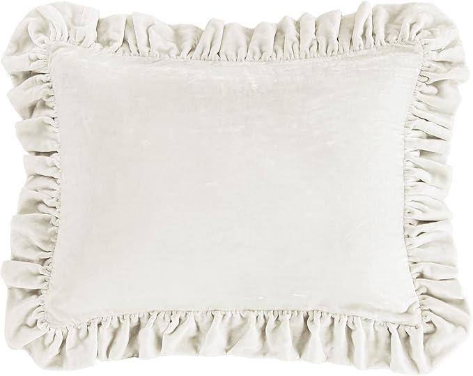 HiEnd Accents Stella Faux Silk Velvet Oblong Pillow, 16x21 inch, Stone, Romantic Western Modern Traditional Style Luxury Bedding, Decorative Throw Pillow