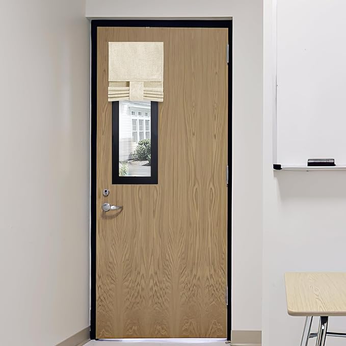 RYB HOME Door Panel Curtain, 8x36 inch, Beige, Blackout, Classroom Door, 1 Panel