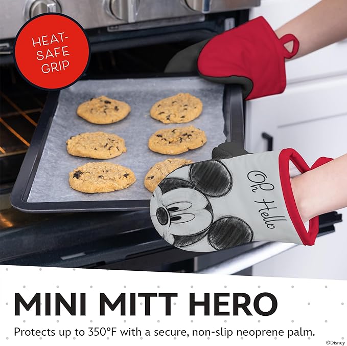 Disney Kitchen Towels & Oven Mitts Set – 4 Piece Bundle with 2 Cotton Dish Towels/Hand Towels & 2 Heat Resistant Mini Oven Mitts (Pot Holders) – Absorbent Kitchen Décor Gift Set–Mickey, Stitch & Pooh