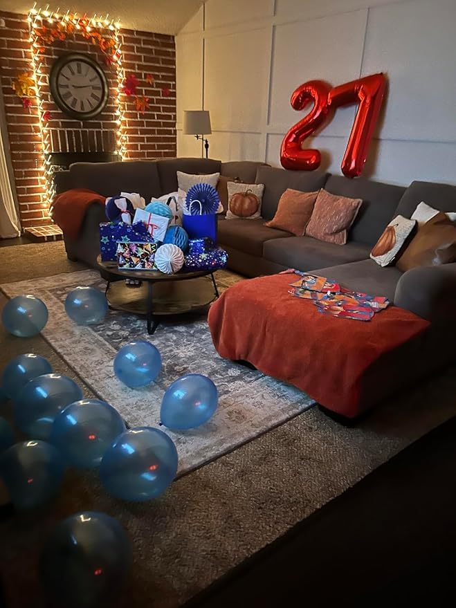 Number Balloons 40 In, 7 Balloons Numbers Birthday Decorations for Women Men, Red Birthday Party Decorations Big Balloons for 17 27 37 Wedding, Celebration Party, Graduations
