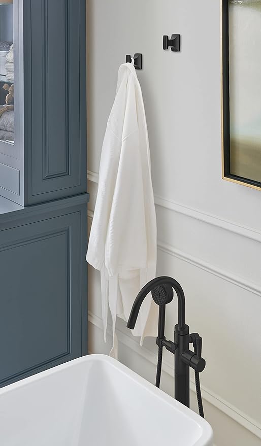 Amerock BH36010MB | Matte Black Single Robe Hook | 2-5/8 in. (67 mm) Length Towel Holder | Highland Ridge | Towel Hook for Bathroom | Bathroom Hardware | Bath Accessories