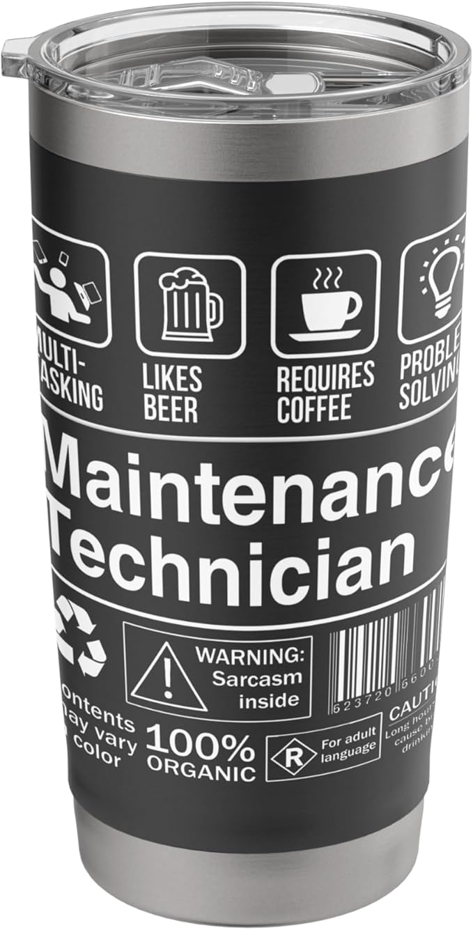 Maintenance Technician Funny Description Label Stainless Steel Insulated Tumbler