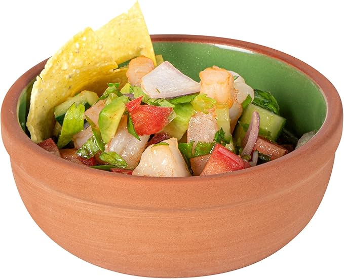 Restaurantware-Terra Tek 5.1 Ounce Terracotta Cazuelas, 2 Green Glazed Clay Pots For Cooking - Oven-Ready, Microwavable, Terracotta Serving Pots, Dishwashable, For Cooking And Serving