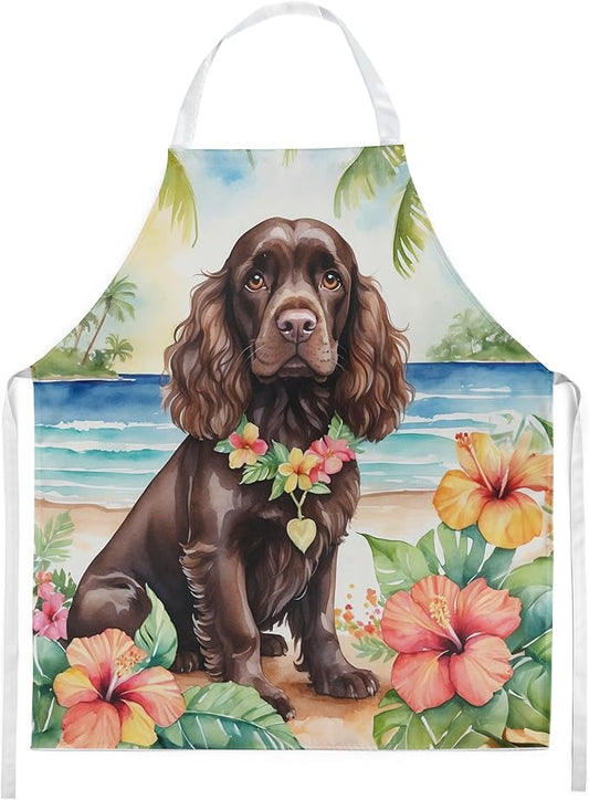 Caroline's Treasures Cocker Spaniel Luau Apron Cooking Kitchen Server Baking Crafts Gardening for Adult Women Men, Unisex, Large, Multicolor