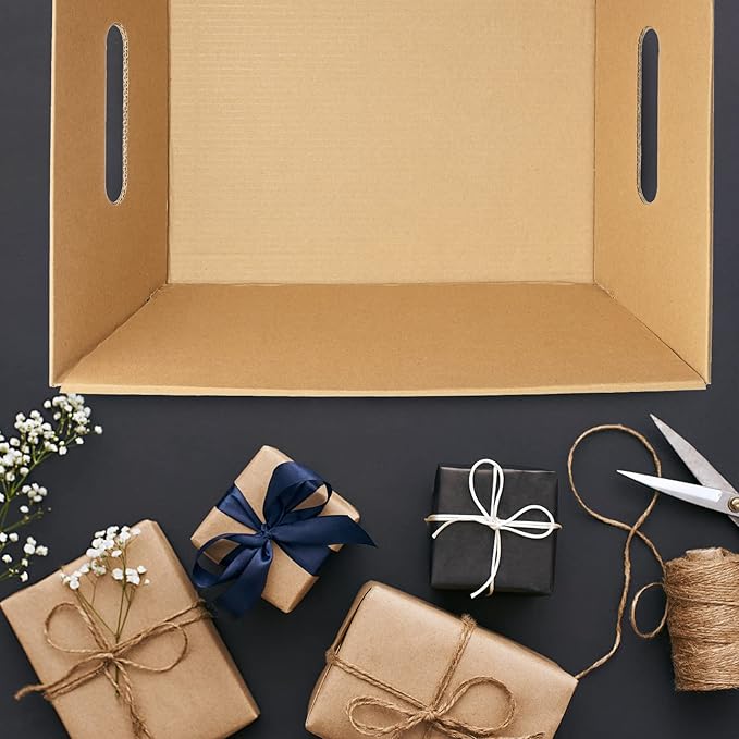 Fainne 34 Pcs Basket for Gift Empty Bulk, 8 x 6 Inch Basket Sturdy Cardboard Trays with Handles, Small Market Tray for Christmas, Wedding, Thanksgiving, Holiday, Birthday Party Decoration