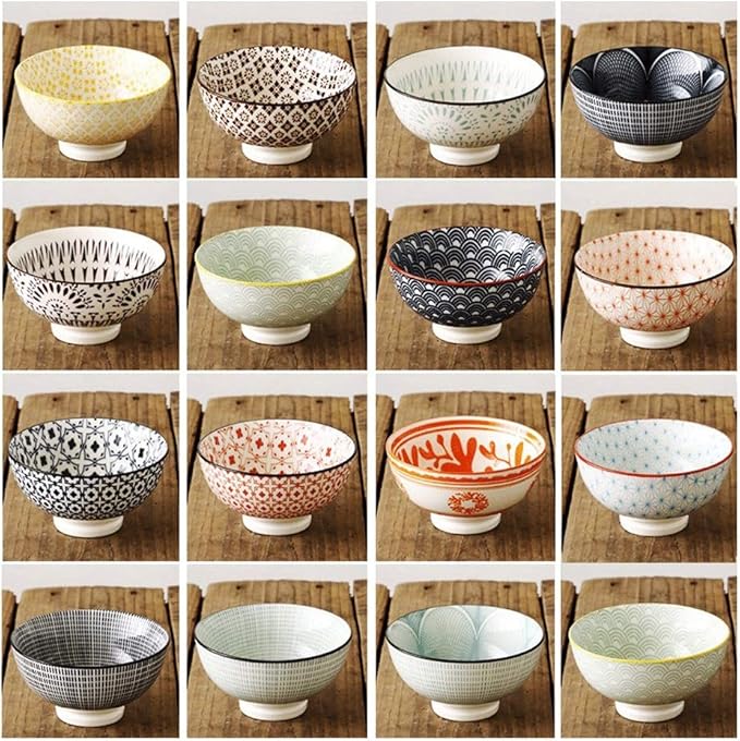 Bowls for Kitchen and Wind 4.5-inch Rice Bowl Ceramic Unglazed Anti-scalding Bowl European Simple Household Soup Bowl High-Legged (Color : K) (Medium)