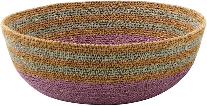 47th & Main Set of 2 Decorative Seagrass Bowls, Bright Striped