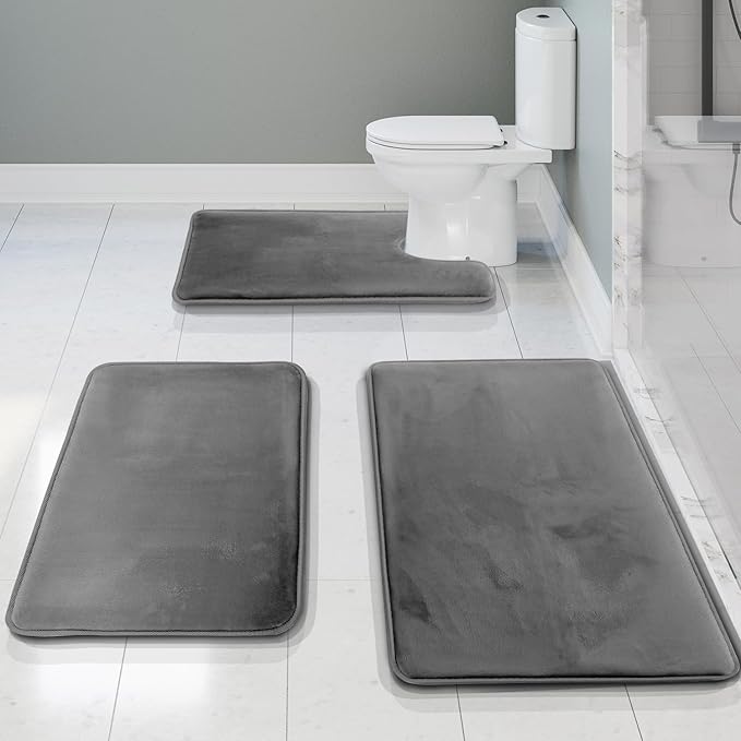Clara Clark Bathroom Rugs, Velvet Memory Foam Bath Mat, Non-Slip Bath Rugs, Machine Wash, Dries Quickly, Ultra Soft Plush Bath Mats for Bathroom,