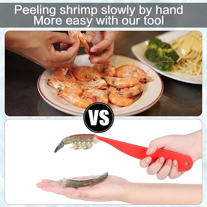 Gisafai 6 Pcs Shrimp Peeler Plastic Deveiner Cleaner Tool for Kitchen Shrimp Deveining Peel Tool, 10.2 Inch(Red)