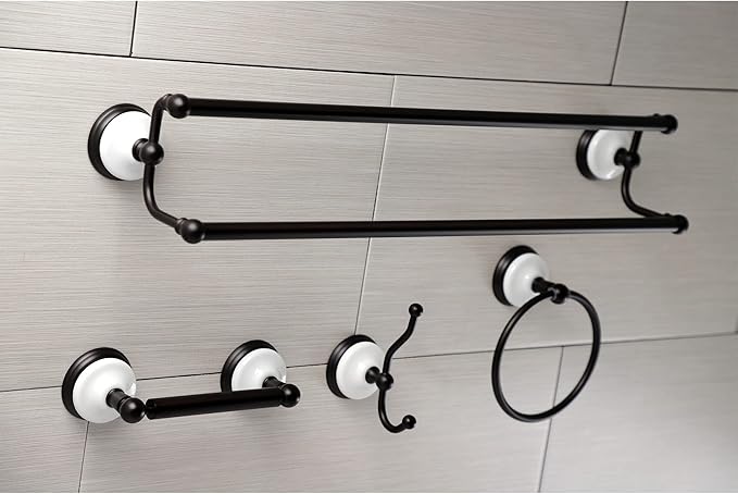 Kingston Brass BAK1113478ORB Victorian 4-Pieces Dual -Towel Bar Bathroom Hardware Set, 24 inch Length, Oil Rubbed Bronze