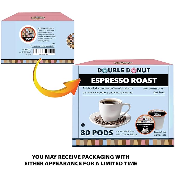 Espresso Coffee Pods Dark Espresso Roast Coffee,-Serve Pods for Keurig K Cup Brewer Machines,80 Count (Pack of 2)