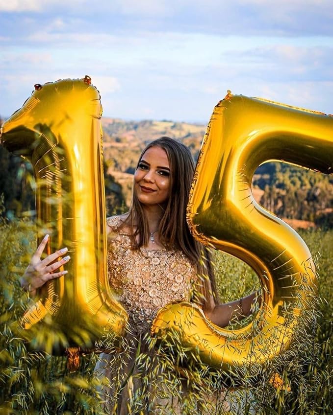 Gold Balloon 27 Number, Large Happy 27 Birthday Decoration for Men & Women 2 7 27 72, Foil Number Balloons for Wedding Graduation Celebration Anniversary Supplies