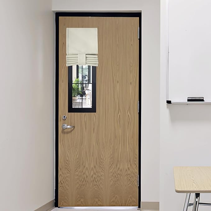 RYB HOME Door Curtain for Classroom Small Window, Privacy Protect Drapes, 8 Inches Wide Room Darkending Curtains 36 Inches Long Blocks Views, Light Beige, 1 Panel
