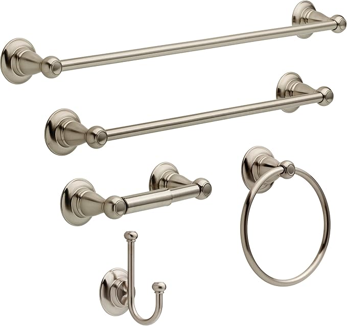 Delta Porter (1-Pack) Hand Towel Holder SpotShield Brushed Nickel Towel Racks for Bathroom Wall Round Towel Ring Holder for Bath Towel Hanger for Kitchen, Bathroom Accessories PTR46-BN