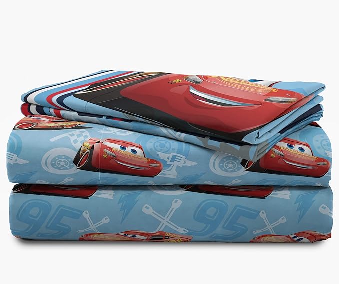 Disney/Pixar Cars 95 Full Size 4 Piece Sheet Set with Lightning McQueen (Offical Disney/Pixar Product)