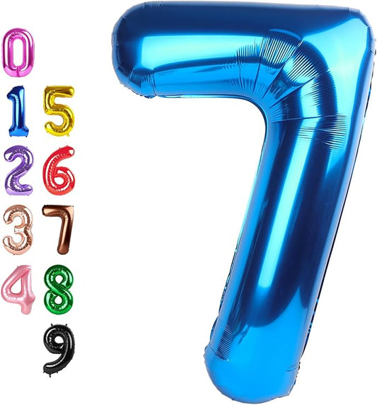 7 Balloon Numbers, 6 7 Birthday Decorations, Six Seven Decoration 40 Inch 7 Balloons for Birthday Party, Dark Blue Number Balloons for 7, 17, 27 Game Competition Wedding Anniversaries Party