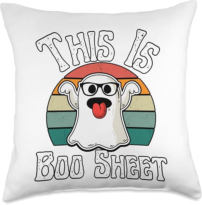 Boo Sheet Ghost Retro Halloween Costume Men Women Throw Pillow
