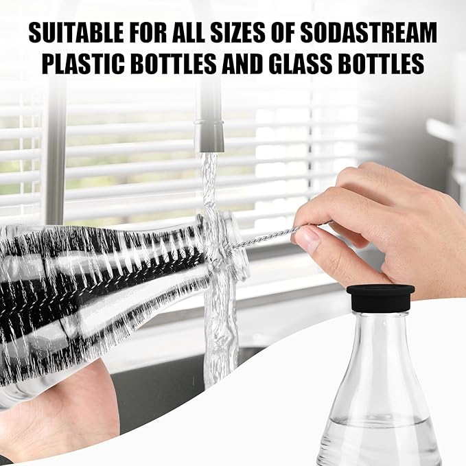 Bottle Brush for Sodastream Bottle, Soda Bottle Cleaning Brush with Gentle & Anti-Scratch Bristles Bottle Cleaner Bottle Washing Brush for Soda Bottles