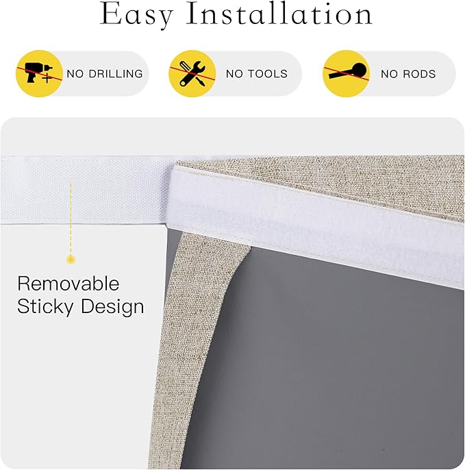NICETOWN Linen Door Curtains - 100% Blackout French Door Curtain Bedroom Window Drape for Patio Door Sidelight Glass Door Curtain Privacy Tie Up Door Blind, W26 x L72, 1 Panel, Cream