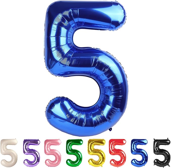 5 Balloon Number Dark Blue Party Decorations for Girl Boys, 40 In Big Five Balloons for Engagement, Wedding, Celebration Party, Graduations, Photo Shoot