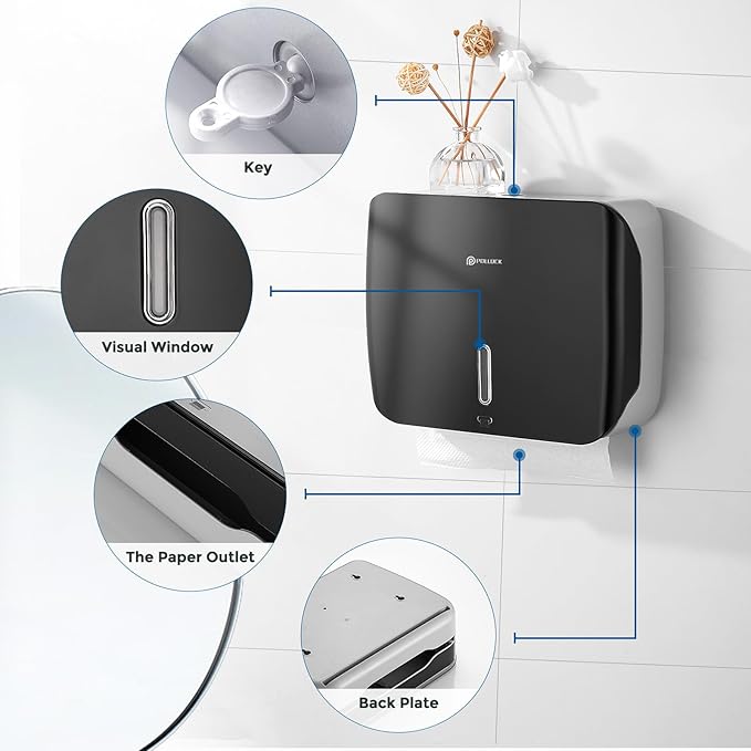 Paper Towel Holder Dispenser Wall Mount,Multifold/Trifold/C Fold Hand Towel Dispenser,Commercial Paper Towel Dispenser for Bathroom Tissue Dispenser,Large Capacity 200 Sheets