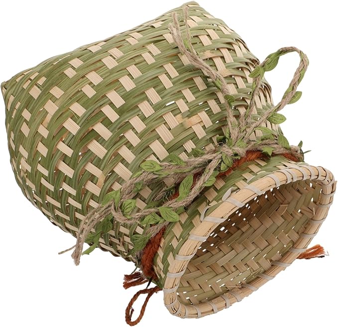 Unomor 1pc Handmade Bamboo Woven Storage Basket for Flower Arrangement and Organizing Multi-purpose Container for Home and Sundries Random Style