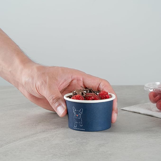 Restaurantware Blue 200 Count To Go Cup Disposable 3 x 3 x 1.8 Inches Paper Mini Cup Grease-Resistant Cup Recyclable Durable Design, Lids Sold Separately
