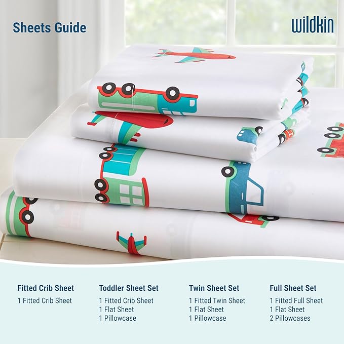 Wildkin Kids Microfiber Standard Pillowcase – Soft & Breathable Pillow Cover - Trains, Planes and Trucks