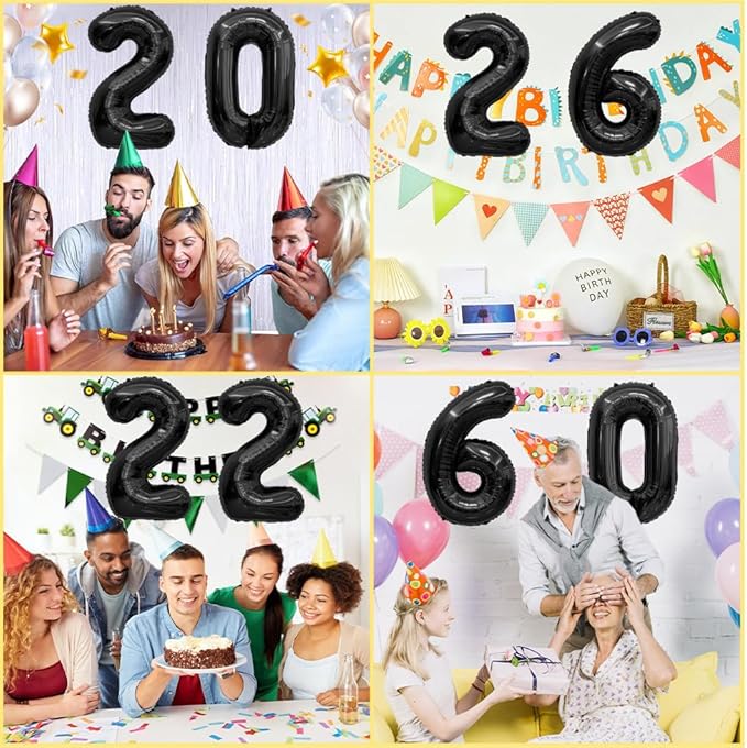 2026 Black Balloons New Year Balloon Graduation Balloons 2026 Number Balloon, Black GradBalloons, Graduation Decorations Class Of 2026, Party Decorations, Halloween, Christmas Party Decor