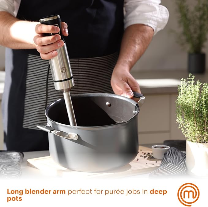 MasterChef Immersion Blender Handheld,Stainless Steel Hand Held Blending Stick Emulsifier,Puree Blender for Making Baby Food,Soup,Sauces,Powerful 400W Motor with Variable Speed Control,(Pack of 12)