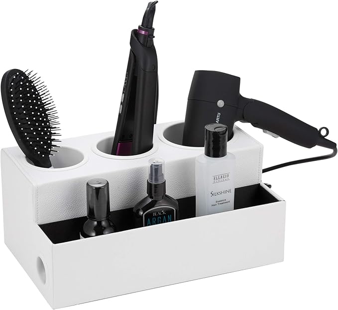 J JACKCUBE DESIGN Hair Tool Organizer Dryer Holder Hair Styling Accessories Organizer Bathroom Storage Countertop with 3 Holes(White) – MK154D