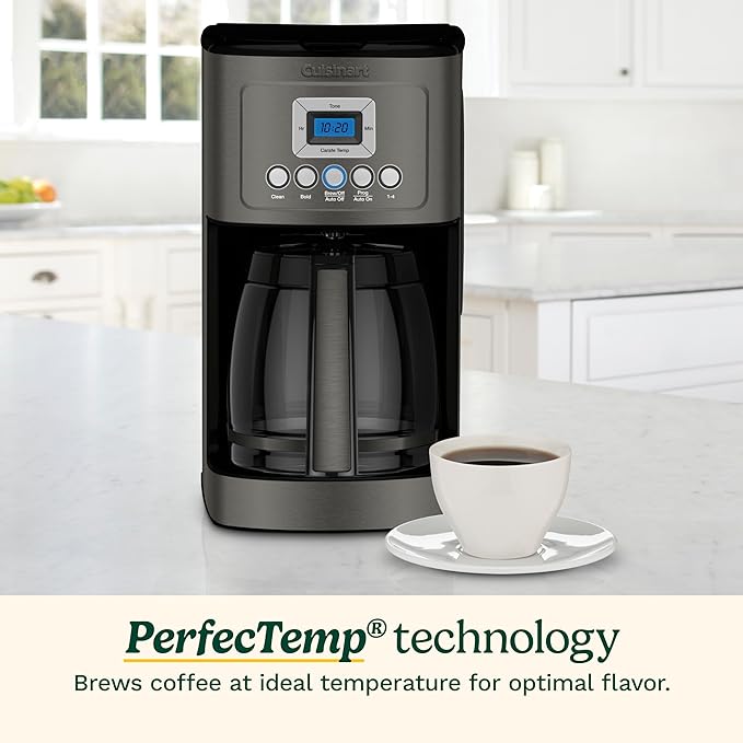 Cuisinart 14-Cup Coffee Maker, Programmable PerfecTemp Glass Carafe Coffee Machine with 1-4 Cup Setting, Brew Strength Control and Pause, Stainless Steel, DCC-3200BKSNAS, Black