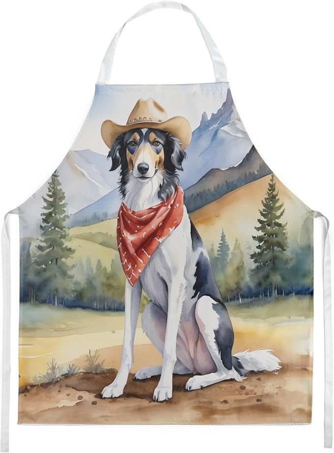Caroline's Treasures Borzoi Cowboy Welcome Apron Cooking Kitchen Server Baking Crafts Gardening for Adult Women Men, Unisex, Large, Multicolor