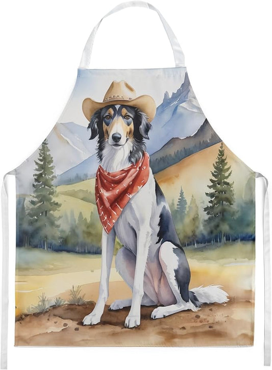 Caroline's Treasures Borzoi Cowboy Welcome Apron Cooking Kitchen Server Baking Crafts Gardening for Adult Women Men, Unisex, Large, Multicolor