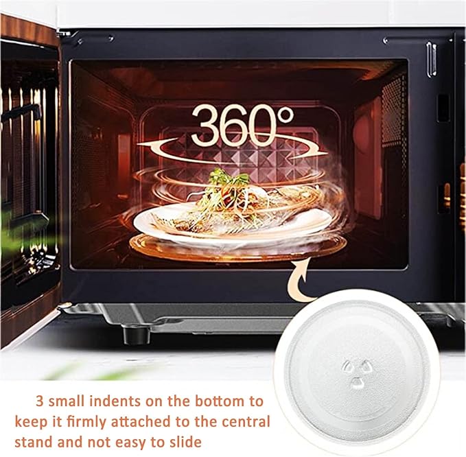 LIGUOYI Universals Microwave Turntable Glass Plate with 3 Fixtures, 0.5cm Thicke, 360° Microwave Glass Turntable Plate, Microwave Glass Tray Scratch-Resistants, High Temperature Resistants