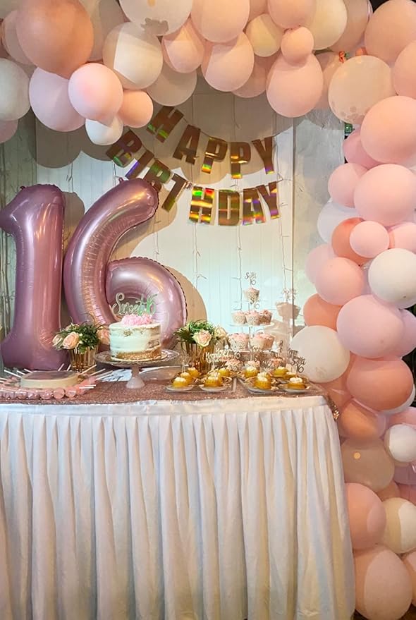 9Th Birthday Decorations 9 Number Balloons, Happy Birthday Decoration for 9th, Pearl Pink Balloon Numbers 40 Inch for Girls Boys Women Men Engagement, Bridal Shower Party
