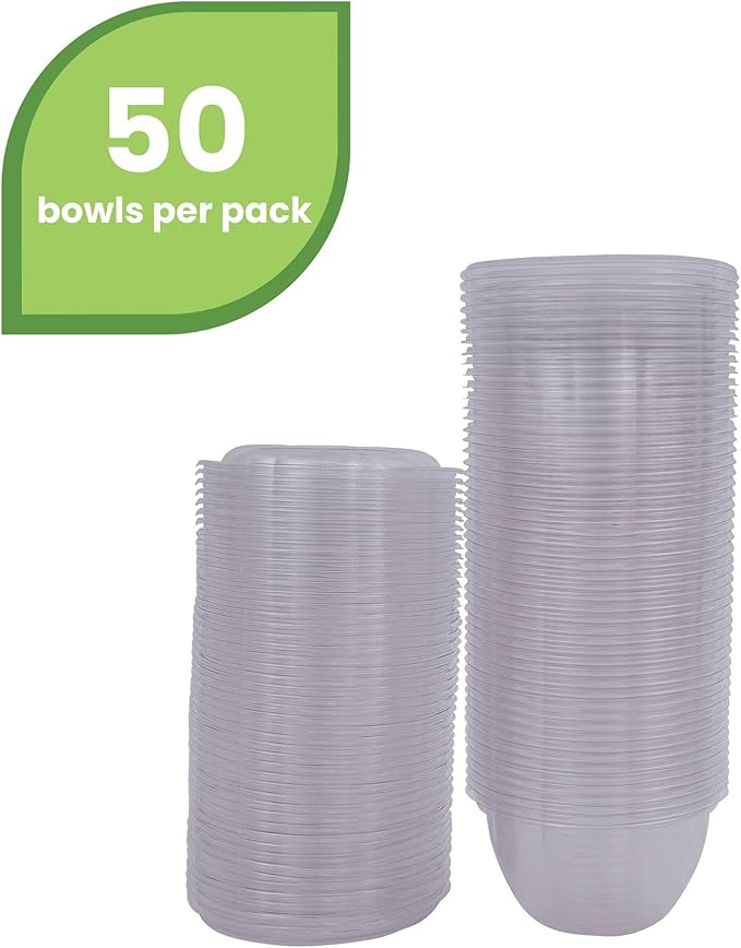 ECO PRODUCTS Compostable Clear PLA Plastic 18oz Salad Bowl With Lid, Case of 150, Grab 'n' Go Round Cold Takeout Food Containers, Renewable Plant-Based, Disposable, ASTM Compliant, BPI-Certified