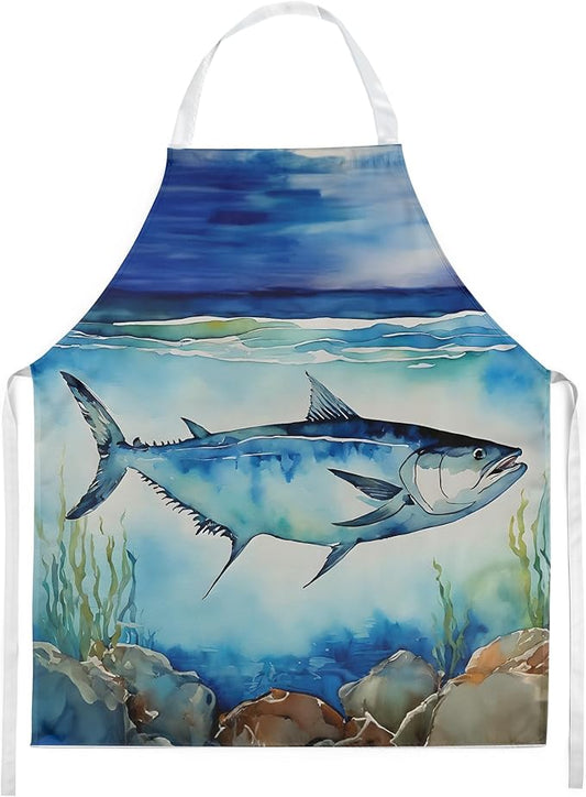 Caroline's Treasures Bluefin Tuna Apron Cooking Kitchen Server Baking Crafts Gardening for Adult Women Men, Unisex, Large, Multicolor