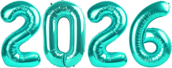 Teal 2026 Number Balloon, Teal Number Balloons 40 Inch, 2026 Balloon Birthday Decorations, 2026 Birthday Party Supplies, 2026 Graduation Party Favors, Class of 2026 Decorations