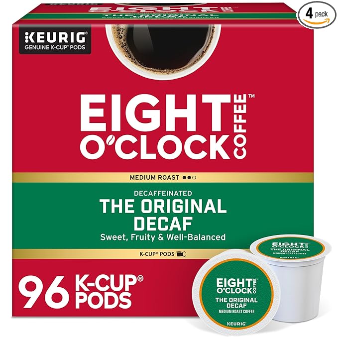 Eight O'Clock Coffee The Original Decaf, Single-Serve K-Cup Pods, Medium Roast, 96 Count