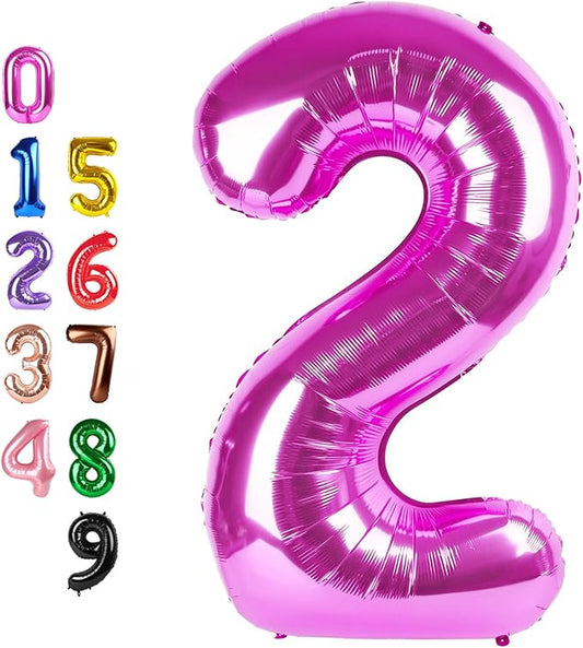 Hot Pink Birthday Two Balloons Number, 2 Balloon Numbers for Girl Boy Baby Shower, Numbers 40 Inch for 2 12 22 2025 Graduation Party Wedding Anniversaries Celebration
