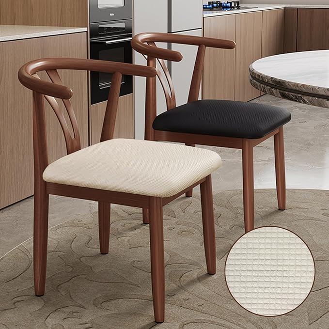 Newfashion Dining Chair Seat Covers, Stretch Dining Room Cushion Slipcovers Non-Slip Soft Seat Cover for Dining Chairs Washable Kitchen Chair Protectors(Off-White)