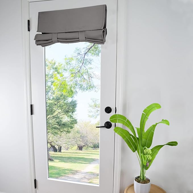 WdFour French Door Curtains with Silky Feel Thermal Insulated Noise Reducing Blackout Curtains for Glass Door Office (25W x 80L, 1 Panel, Dark Gray)