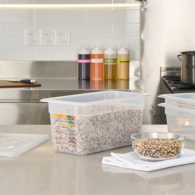 Restaurantware Food Storage Container 10 Pack of 12.7 x 6.8 x 5.9 Inches Plastic Stackable Storage Box White Reusable Label Container Dishwasher Safe For Restaurants And Kitchens