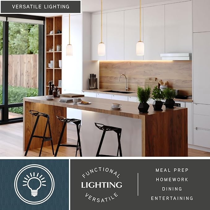 VAXCEL Shelby Gold Brass Transitional Mini Pendant Ceiling Light White Glass